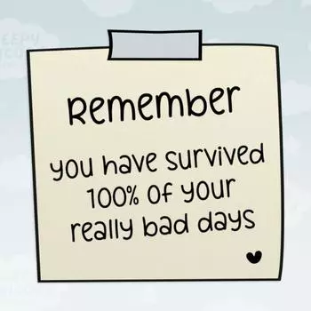 Remember You have survived 100% of your bad days, Mental Health sticky note stickers, good thoughts sticker, daily positive affirmations 3inch/7.62cm 5pc