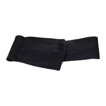 Ремень эластичный на пуговицах Эластичный пояс Черный Женские аксессуары Тренч Юбка Поясная печать Мягкая ПУ кожа Широкий Четыре сезона С красной печатью чёрный