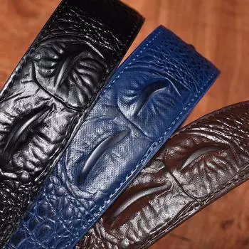 Ремень без головы с рисунком тела и гладкой пряжкой, модный корейский ремень с полоской для мужчин 105cm