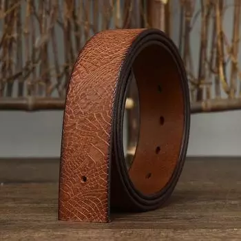 Ремень без головы с тиснением, мужской ремень из натуральной кожи с пряжкой, первый слой, полоска из чистой воловьей кожи, модный ретро-ремень без пряжки, без головы 100cm