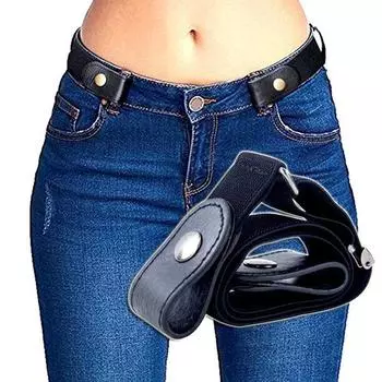 Ремень без пряжек для джинсовых брюк, платьев, эластичный пояс без пряжек для женщин/мужчин, без выпуклостей, без хлопот, поясной ремень чёрный