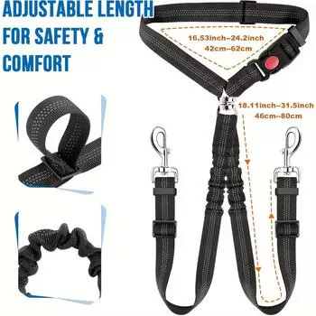 Ремень безопасности для собак, автомобильные принадлежности для собак, кошек, фиксированная цепь для собак, буфер, тяговый трос для автомобиля, один ремень, поводок для двух собак 46cm-80cm красный
