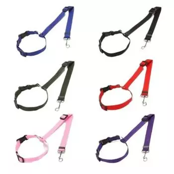 Ремень безопасности для собак и кошек, автомобильный подголовник, регулируемый, нейлоновая ткань, ремни безопасности для собак, шлейка чёрный