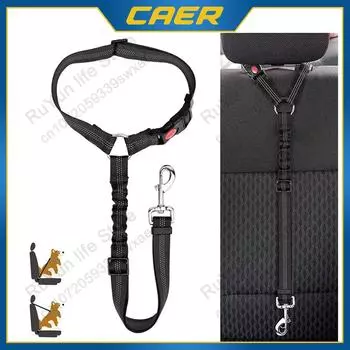 Ремень безопасности для собак, светоотражающий трос, поводок безопасности для щенков, прогулки, путешествия, товары для домашних животных, шлейка для мелких домашних животных, автомобильные аксессуары чёрный