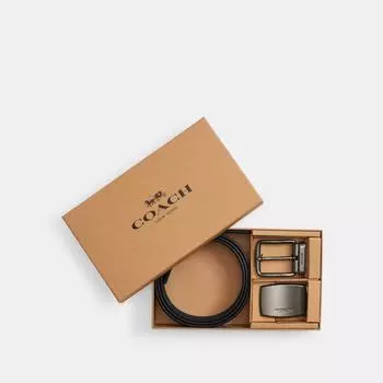 Ремень Coach Boxed Plaque And Harness Buckle Cut To Size Reversible 38 Mm Gunmetal Charcoal Black One Size