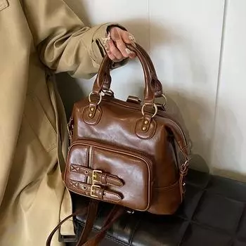 Ремень Дизайн Небольшие сумки через плечо из искусственной кожи Женская сумка через плечо для женщин 2024 Новые сумки и кошельки с короткими ручками чёрный