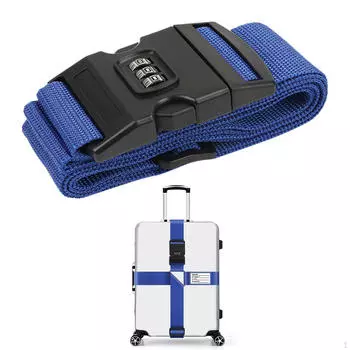 Ремень для багажа с паролем, регулируемый багажный простой упаковочный ремень для тяжелых условий эксплуатации синий