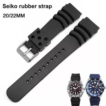 Ремень для часов 20/22 мм, водонепроницаемый, дышащий, мягкий, сменный ремешок для умных наручных часов для Casio 22 mm чёрный