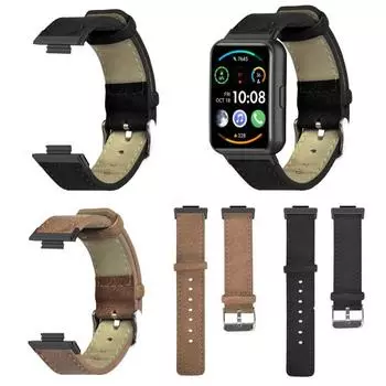 Ремень для часов, дышащий утолщенный мягкий ремешок из искусственной кожи, сменный ремешок для часов Huawei Watch Fit 2 коричневый