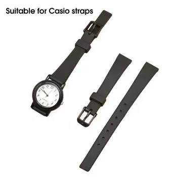 Ремень для часов, устойчивый к поту, дышащий, мягкий силиконовый ремешок для умных наручных часов, сменный ремешок для Casio LQ-139/130/140 чёрный