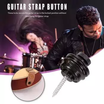 - Ремень для гитары с застежкой-кнопкой, нескользящий, для акустической электробас-гитары (черный)