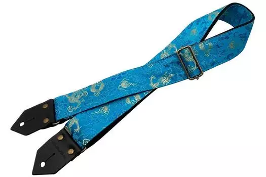 Ремень для гитары Spice Note, жаккардовая ткань с драконами и цветами, сделано в Японии, длина морской волны, ES-PJ50DF/AQA (Всего 820мм~1450мм) цвет морской волны