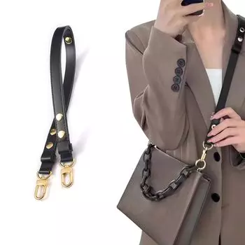 Ремень для сумки из натуральной кожи, сменный, регулируемый, с тремя зубьями, для сумок Boulogne [jiesinlov] (черный) чёрный