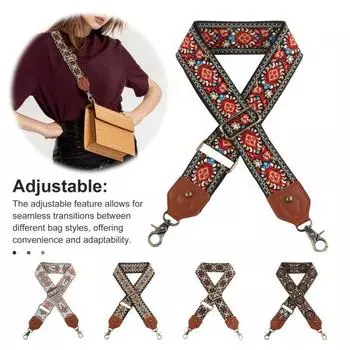 Ремень для сумки на плечо в этническом стиле с вышивкой из жаккарда. Отличная прочность. Отличные подшипники для переноски. Сменный ремень для сумки через плечо.