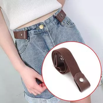 Ремень для взрослых/детей без пряжки, невидимый эластичный ремень для джинсов, без проблем с выпуклостями 60-80CM хаки