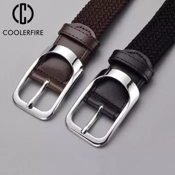 Ремень для женщин и мужчин вязаные ремни с пряжкой дизайнерские Высокое качество для джинсов модный эластичный холст повседневный холст HB040 China&115CM чёрный