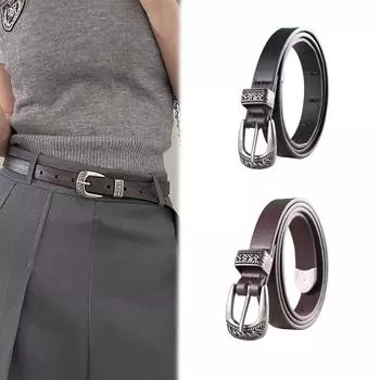 Ремень для женщин в стиле ретро с металлическим рельефом, персонализированная гравированная пряжка, модный универсальный декоративный пояс для одежды 105cm чёрный