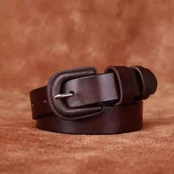 Ремень для женских джинсов из коровьей кожи в стиле ретро, простой декор, антипуговичная головка, пояс для аллергиков на металл, женская модель 90cm