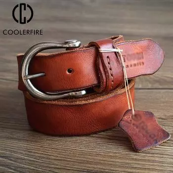 Ремень из 100% натуральной кожи, винтажный деловой дизайнерский ремень с пряжкой для джинсов, модный ремень высокого качества для мужчин, ремень TM088 China&95CM чёрный