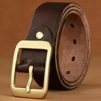 Ремень из американской латуни и кожи ручной работы в стиле ретро, простой оснастки, мужские модели 103cm