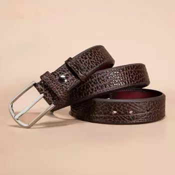 Ремень из бизоньей говядины первого слоя, кожаный ремень с пряжкой, мужской деловой для отдыха 110cm-130cm чёрный