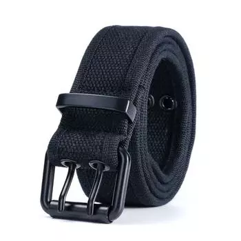 Ремень из холста с двойной иглой, без перфорации, тактический, для тренировок на открытом воздухе, повседневный ремень для брюк, мужской ремень 120cm чёрный