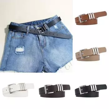 Ремень из искусственной кожи для джинсов, женский, с несколькими отверстиями, регулируемая металлическая пряжка, пояс для рубашек, платьев, шорт, пояс чёрный