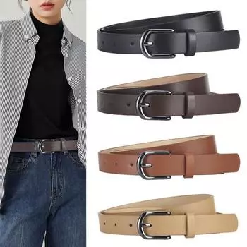 Ремень из искусственной кожи для мужчин и женщин с геометрической металлической пряжкой, регулируемый дизайн, пряжка из сплава, уличный стиль, пояс для повседневной носки хаки