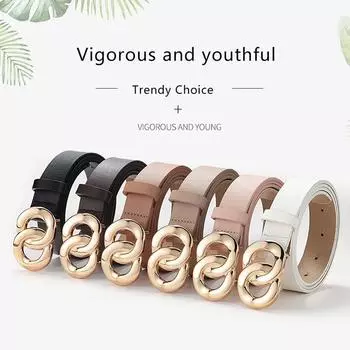 Ремень из искусственной кожи для женщин, роскошные черные ремни для джинсов, платьев, женские, двойные