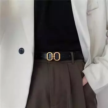 Ремень из искусственной кожи для женщин с металлической пряжкой, поясной ремень для женских джинсов, платьев, брюк, универсальный декоративный пояс чёрный