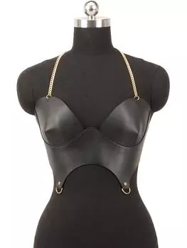 Ремень из искусственной кожи, нижнее белье, подтяжки, цепочка, украшение, панк-стиль, одежда для праздничных вечеринок и наряд для фестиваля рейв One size чёрный