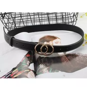 Ремень из искусственной кожи с двойной круглой пряжкой в стиле ретро