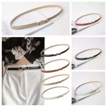 Ремень из искусственной кожи с металлической пряжкой, тонкий женский пояс, классическое украшение для платья хаки