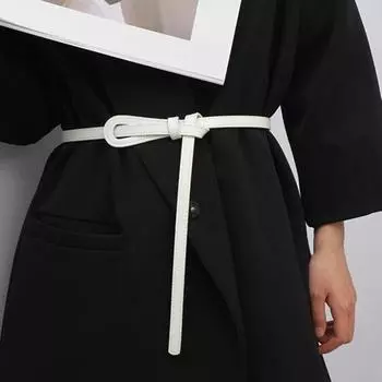 Ремень из искусственной кожи с узлом, простой и универсальный пояс из искусственной кожи чёрный