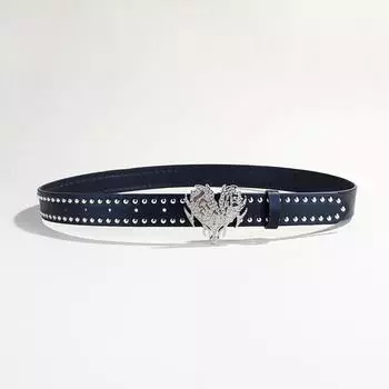 Ремень из искусственной кожи с заклепками в стиле панк, один и тот же стиль для мужчин и женщин, высококачественный металлический ремень в стиле хип-хоп, ремень с пряжкой Love для женщин 103cm long