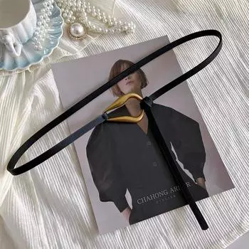 Ремень из искусственной кожи с завязанным узлом, без отверстий, регулируемый пояс, модный поясной ремень для женщин чёрный