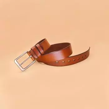 Ремень из коровьей кожи первого слоя Tree Paste, простой мужской повседневный универсальный кожаный ремень 110cm-125cm чёрный