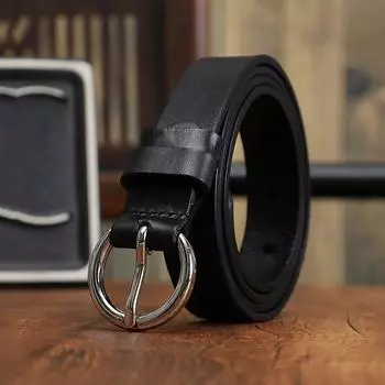 Ремень из коровьей кожи с пряжкой для женщин, модный, повседневный, универсальный, кожаный ремень, завод 80-100cm чёрный