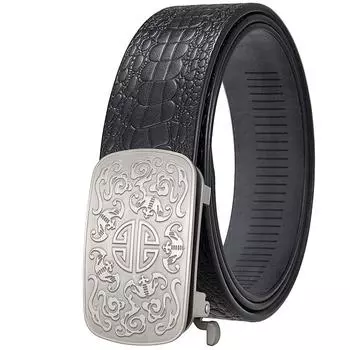 Ремень из коровьей кожи с рисунком беззубца аллигатора, мужской, титановая пряжка, беззубец, пряжка Ly39-25746-8 110-130CM