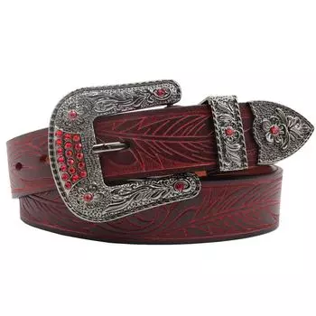 Ремень из кожи с резьбой в стиле ретро Tang Grass, первый слой желтой коровьей кожи, трехмерная резьба, ремень из кожи растительного дубления, натуральная кожа 105cm жёлтый