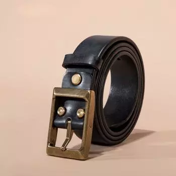 Ремень из матовой натуральной кожи в стиле ретро, однослойный 110cm-130cm чёрный