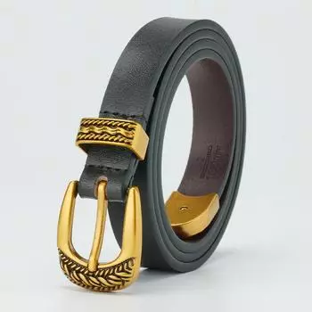 Ремень из натуральной кожи для девочек без прослойки, классический ремень с пряжкой, тонкий ремень из натуральной коровьей кожи для женщин 105Cm (average size)