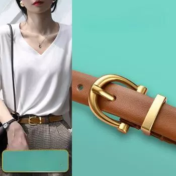 Ремень из натуральной кожи для женщин, ремень в стиле ретро для женщин, простой и универсальный, модные джинсы и брюки 105cm