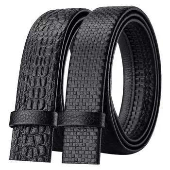 Ремень из натуральной кожи крупного рогатого скота первого слоя, мужской кожаный ремень с гладкой пряжкой, ремень без головы с крокодиловым узором, молодежный ремень с автоматической пряжкой 105cm