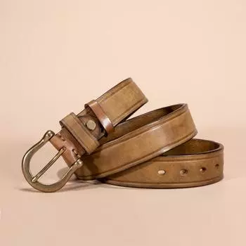 Ремень из натуральной кожи с пряжкой First Layer Tree Paste для мужчин 110cm-130cm чёрный