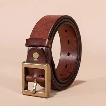 Ремень из натуральной кожи с пряжкой First Layer Tree Paste, мужской ремень с широкой талией 110cm-130cm чёрный