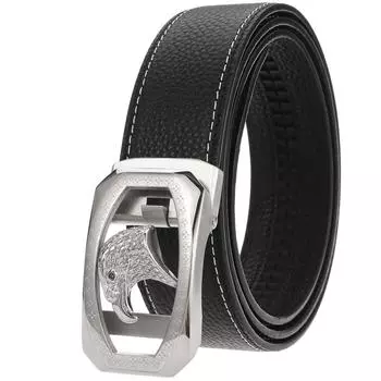 Ремень из нержавеющей стали с автоматической пряжкой, мужской ремень первого слоя, повседневный ремень, ремень Ly36-61436-5 110cm-130cm