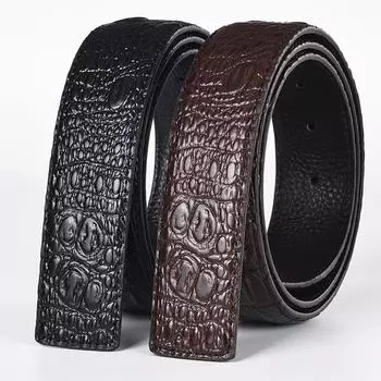 Ремень из перфорированной кожи без головы, мужская воловья кожа, пряжка h, гладкая пряжка, ремень без головы, пояс, верхний слой и ремень 105