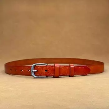 Ремень из сплава с пряжкой, тонкий, женский, повседневный, универсальный, для платья, женский, кожаный 90cm-120cm верблюд