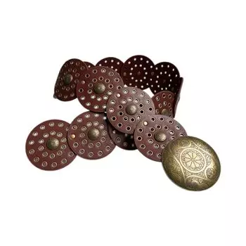 Ремень из сплава с заклепками и пряжками Medieval Spice Girl Millennium Subculture, широкий 108cm коричневый